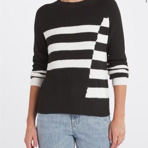 Anhelina Black and White Striped Women's Sweater Size M